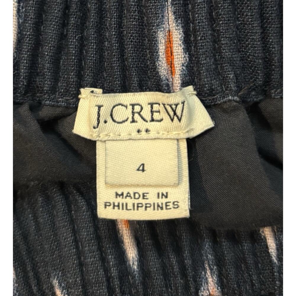 J Crew Factory Linen Cotton Blend Paper bag Skirt Sz 4 Scalloped Hem Blue Ikat - Picture 4 of 4